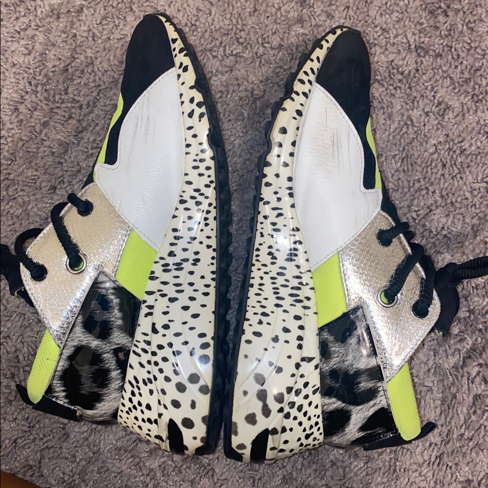 Steve Madden Cliff Neon Green and Black Wedge Sneakers - Picture 9 of 10